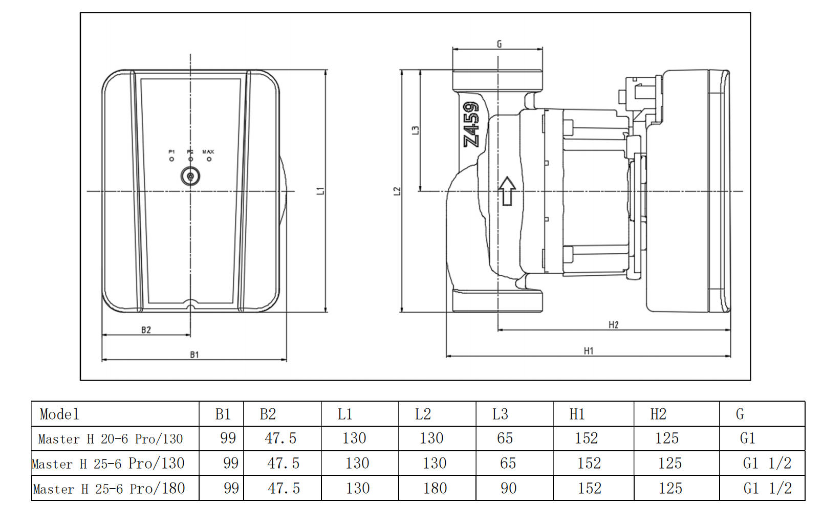 Master H 20-6 Pro Installation Drawing