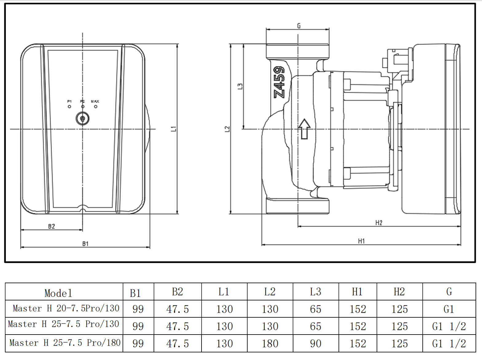 Master H 25-7.5 Pro Installation Drawing